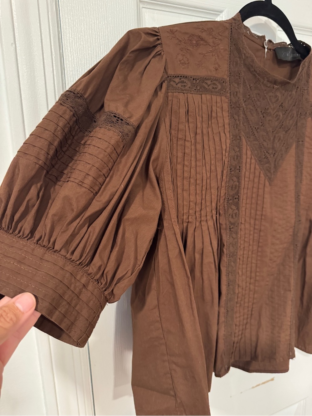 Zara ZW collection Lace Blouse - Brown - L - Picture 7 of 9